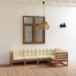 vidaXL Juego de muebles de jardín 5 pzas y cojines madera pino maciza