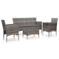vidaXL Set de muebles de jardín 4 pzas y cojines ratán sintético gris vidaXL Set de muebles de jardín 4 pzas y cojines ratán sintético gris