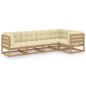 vidaXL Juego de muebles de jardín 5 pzas y cojines madera pino maciza