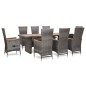 vidaXL Set de comedor de jardín 9 pzas y cojines ratán sintético gris vidaXL Set de comedor de jardín 9 pzas y cojines ratán sintético gris
