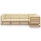 vidaXL Juego de muebles de jardín 5 pzas y cojines madera pino maciza