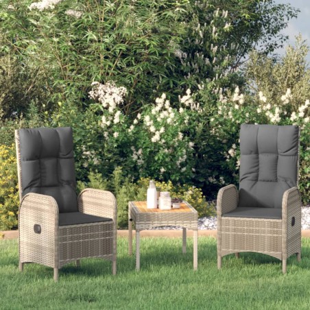 vidaXL Sillas de jardín 2 unidades ratán sintético gris