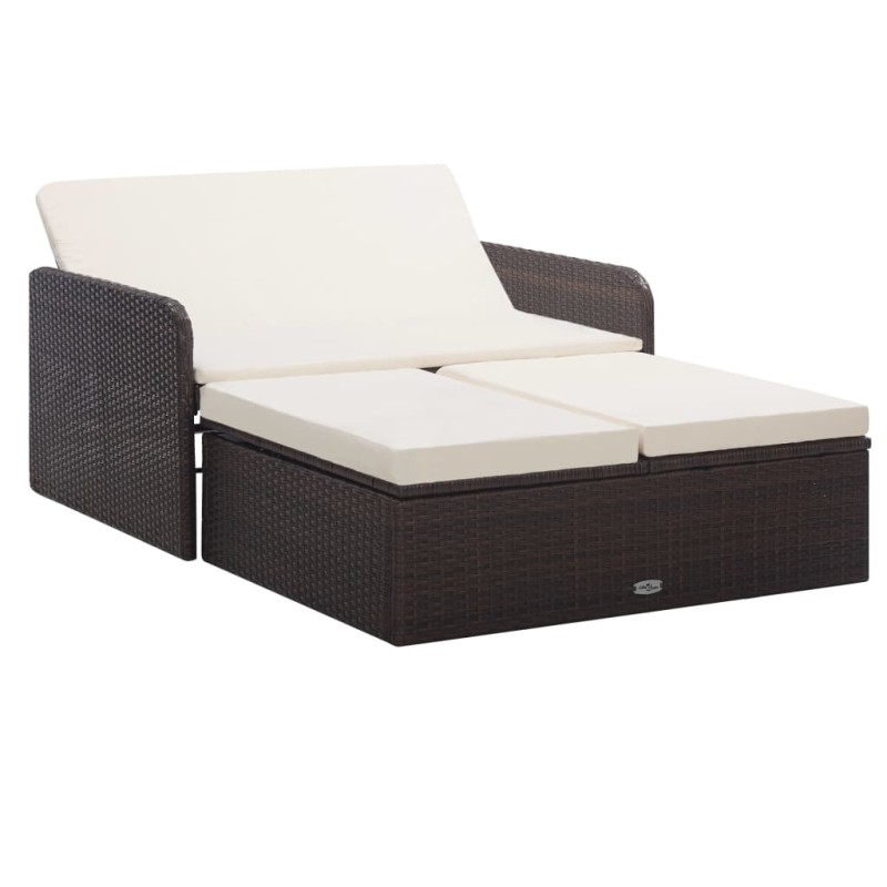 vidaXL Set muebles de jardín 2 piezas y cojines ratán sintético marrón vidaXL Set muebles de jardín 2 piezas y cojines ratán sintético marrón