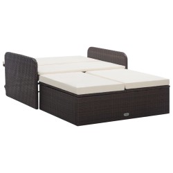 vidaXL Set muebles de jardín 2 piezas y cojines ratán sintético marrón