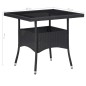 vidaXL Muebles de jardín 5 piezas ratán sintético y vidrio negro