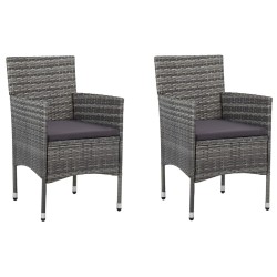 vidaXL Sillas de comedor para jardín 2 unidades ratán sintético gris