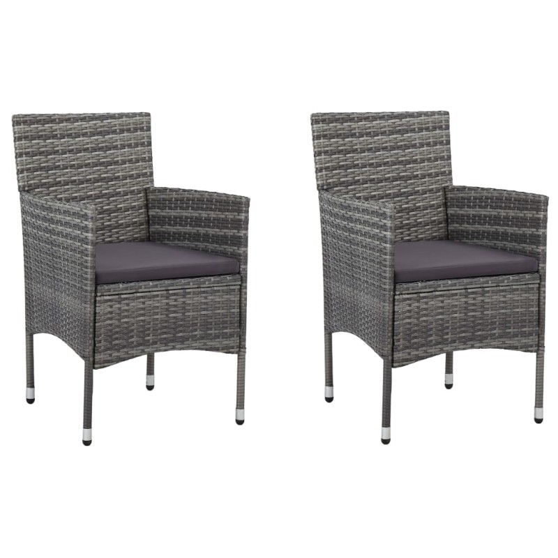 vidaXL Sillas de comedor para jardín 2 unidades ratán sintético gris vidaXL Sillas de comedor para jardín 2 unidades ratán sintético gris