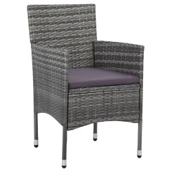 vidaXL Sillas de comedor para jardín 2 unidades ratán sintético gris