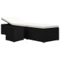 vidaXL Tumbona de jardín con cojín y mesita ratán sintético crema vidaXL Tumbona de jardín con cojín y mesita ratán sintético crema