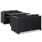 vidaXL Set de muebles de jardín 3 pzas y cojines ratán sintético negro