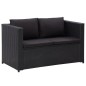 vidaXL Set de muebles de jardín 3 pzas y cojines ratán sintético negro