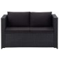 vidaXL Set de muebles de jardín 3 pzas y cojines ratán sintético negro