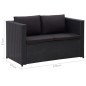 vidaXL Set de muebles de jardín 3 pzas y cojines ratán sintético negro