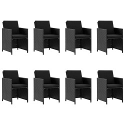 vidaXL Set comedor de jardín 9 piezas y cojines ratán sintético negro