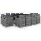 vidaXL Set comedor de jardín 13 piezas y cojines ratán sintético gris vidaXL Set comedor de jardín 13 piezas y cojines ratán sintético gris