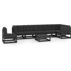 vidaXL Muebles de jardín 8 pzas y cojines madera maciza pino