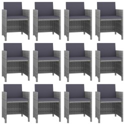 vidaXL Set comedor de jardín 13 piezas y cojines ratán sintético gris 