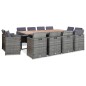 vidaXL Set comedor de jardín 13 piezas y cojines ratán sintético gris 