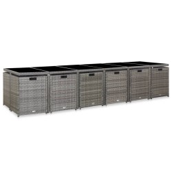 vidaXL Set de comedor de jardín 17 pzas y cojines ratán sintético gris