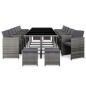 vidaXL Set de comedor de jardín 17 pzas y cojines ratán sintético gris vidaXL Set de comedor de jardín 17 pzas y cojines ratán sintético gris