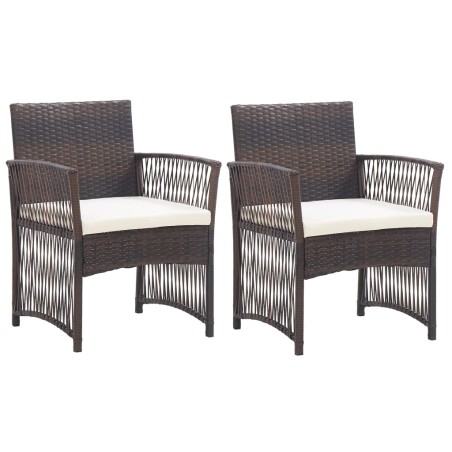 vidaXL Sillones de jardín con cojines 2 unidades ratán sintético marrón