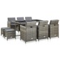 vidaXL Set de comedor de jardín 11 pzas y cojines ratán sintético gris vidaXL Set de comedor de jardín 11 pzas y cojines ratán sintético gris