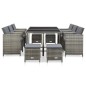 vidaXL Set de comedor de jardín 11 pzas y cojines ratán sintético gris vidaXL Set de comedor de jardín 11 pzas y cojines ratán sintético gris