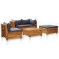 vidaXL Muebles de jardín 5 pzas y cojines madera de acacia gris oscuro 
