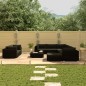vidaXL Set muebles de jardín 10 piezas y cojines ratán sintético negro
