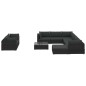 vidaXL Set muebles de jardín 10 piezas y cojines ratán sintético negro