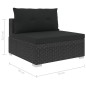 vidaXL Set muebles de jardín 10 piezas y cojines ratán sintético negro