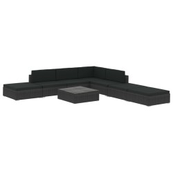 vidaXL Set de sofás de jardín 8 piezas y cojines ratán sintético negro