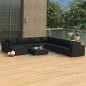 vidaXL Set de muebles de jardín 9 pzas y cojines ratán sintético negro