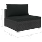 vidaXL Set de muebles de jardín 9 pzas y cojines ratán sintético negro