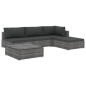 vidaXL Set de muebles de jardín 5 pzas y cojines ratán sintético gris vidaXL Set de muebles de jardín 5 pzas y cojines ratán sintético gris