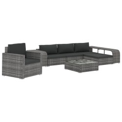 vidaXL Set de muebles de jardín 8 pzas y cojines ratán sintético gris