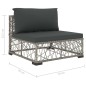 vidaXL Set de muebles de jardín 6 pzas y cojines ratán sintético gris vidaXL Set de muebles de jardín 6 pzas y cojines ratán sintético gris