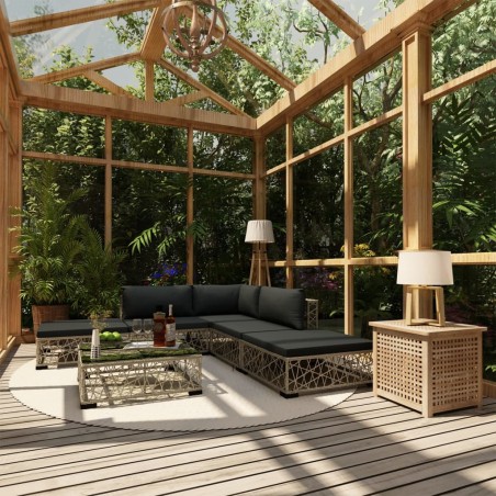 vidaXL Set de muebles de jardín 6 pzas y cojines ratán sintético gris