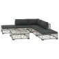vidaXL Set de muebles de jardín 6 pzas y cojines ratán sintético gris vidaXL Set de muebles de jardín 6 pzas y cojines ratán sintético gris