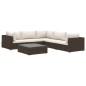 vidaXL Set muebles de jardín 6 piezas y cojines ratán sintético marrón