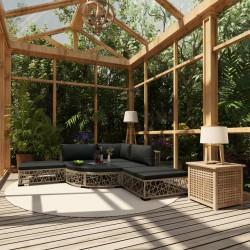 vidaXL Set de sofás de jardín 6 piezas y cojines ratán sintético gris