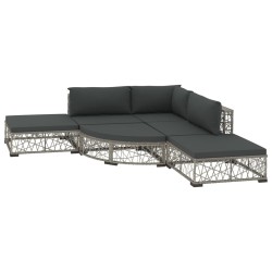 vidaXL Set de sofás de jardín 6 piezas y cojines ratán sintético gris
