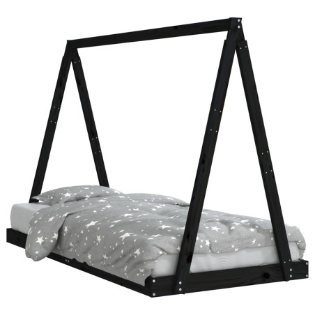 vidaXL Estructura de cama para niños madera de pino negro 90x190 cm