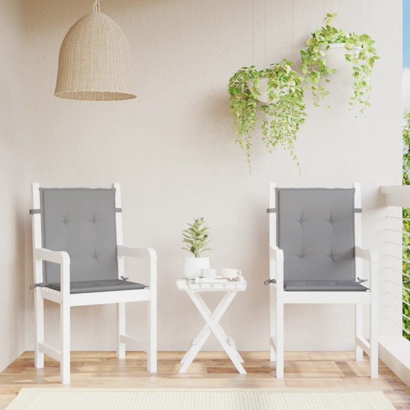 vidaXL Cojín silla jardín respaldo bajo 2 uds tela Oxford gris vidaXL Cojín silla jardín respaldo bajo 2 uds tela Oxford gris