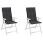 vidaXL Cojín silla de jardín respaldo alto 2 uds tela negro 120x50x3cm