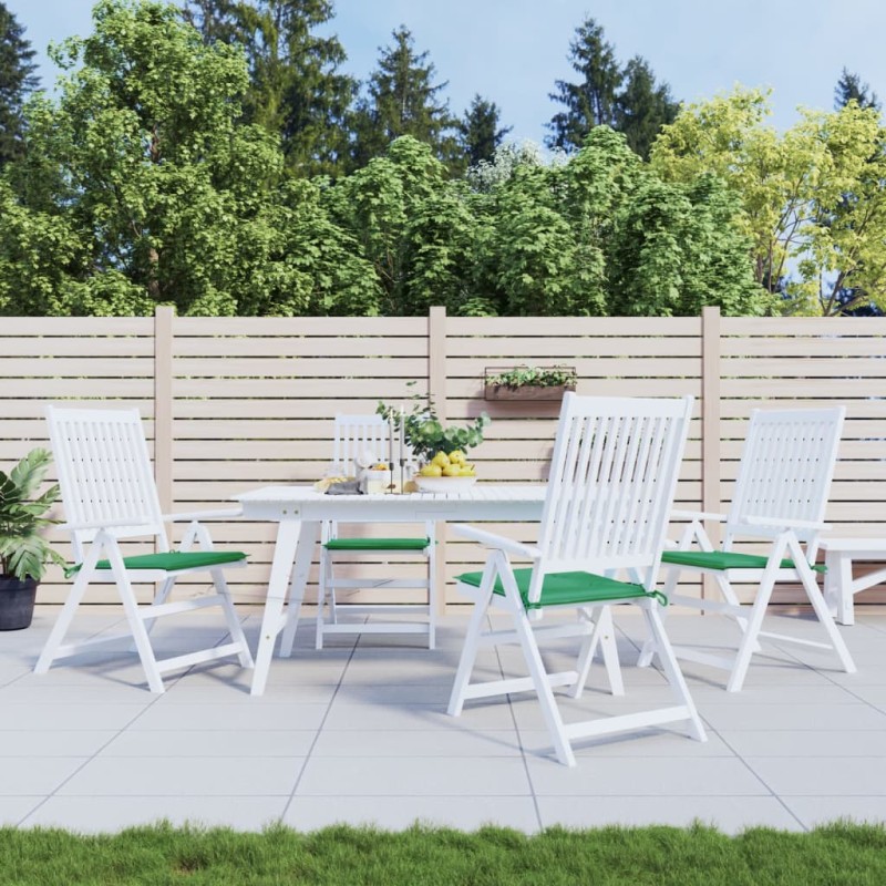 vidaXL Cojines de silla de jardín 4 uds tela verde 40x40x3 cm vidaXL Cojines de silla de jardín 4 uds tela verde 40x40x3 cm