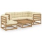 vidaXL Muebles de jardín 6 piezas con cojines de madera de pino maciza vidaXL Muebles de jardín 6 piezas con cojines de madera de pino maciza