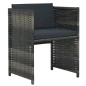 vidaXL Set mesa y sillas jardín 3 pzas y cojines ratán sintético gris vidaXL Set mesa y sillas jardín 3 pzas y cojines ratán sintético gris