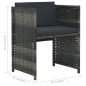 vidaXL Set mesa y sillas jardín 3 pzas y cojines ratán sintético gris vidaXL Set mesa y sillas jardín 3 pzas y cojines ratán sintético gris