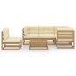 vidaXL Muebles de jardín 6 piezas con cojines de madera de pino maciza vidaXL Muebles de jardín 6 piezas con cojines de madera de pino maciza